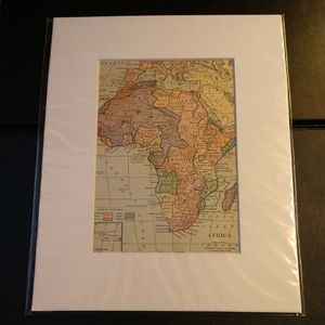 Matted Antique Map AFRICA 1912 vtg Decor Boho Earth Travel